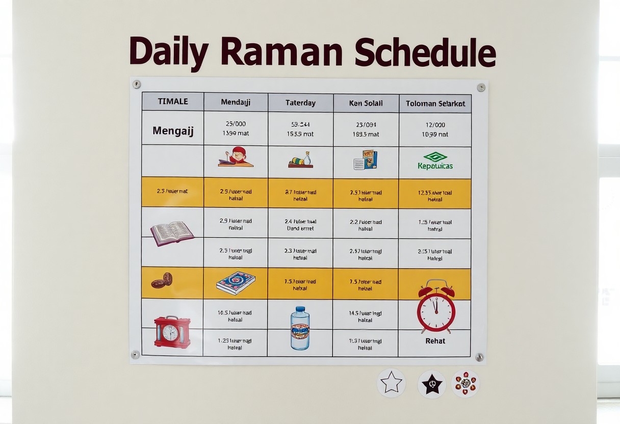 Jadual Harian Anak Sepanjang Ramadan (Mengaji, Solat & Rehat)
